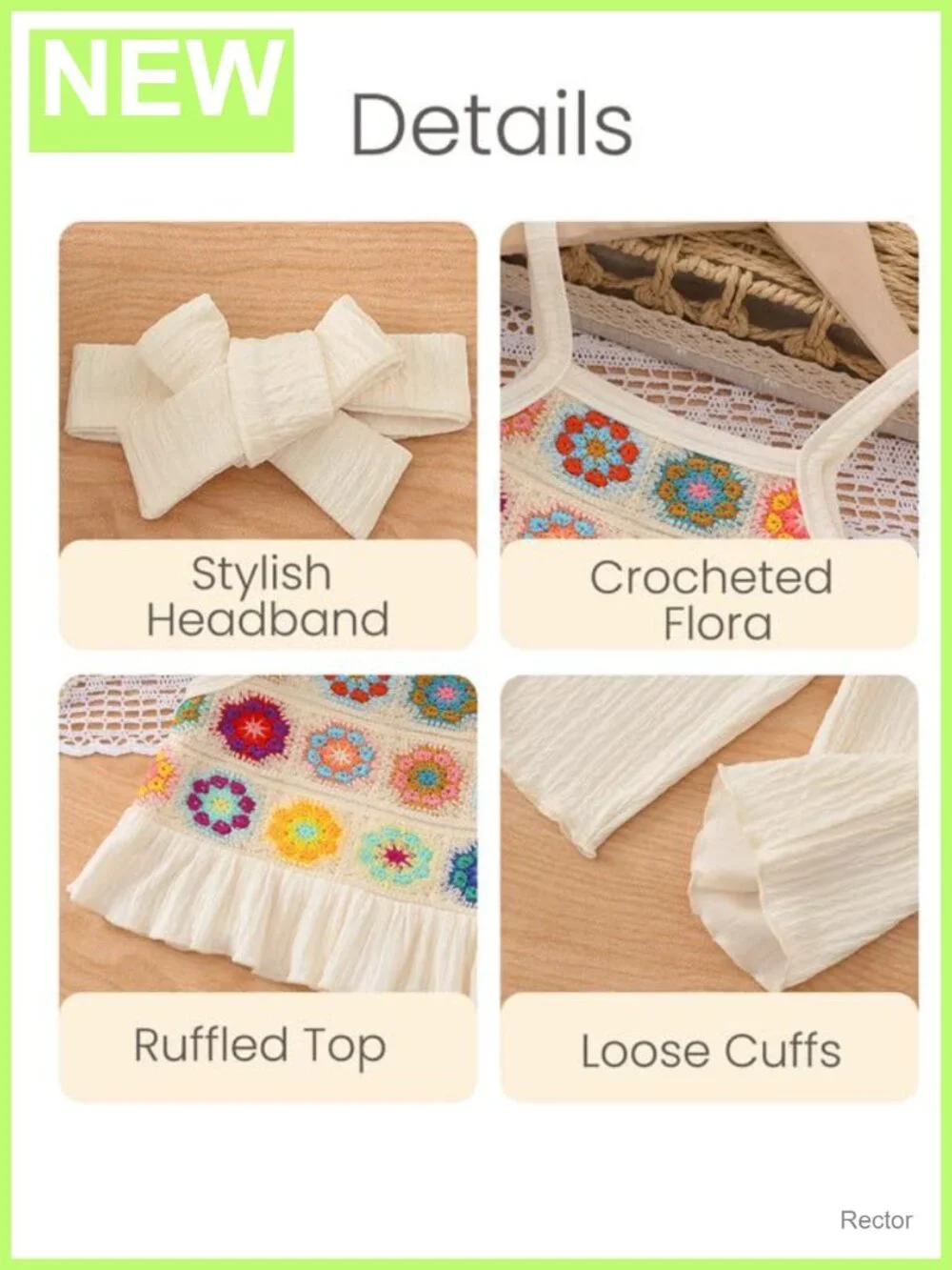 Toddler Girls 3 Piece Summer Outfit Crochet Ruffle Top Shorts Headband Set